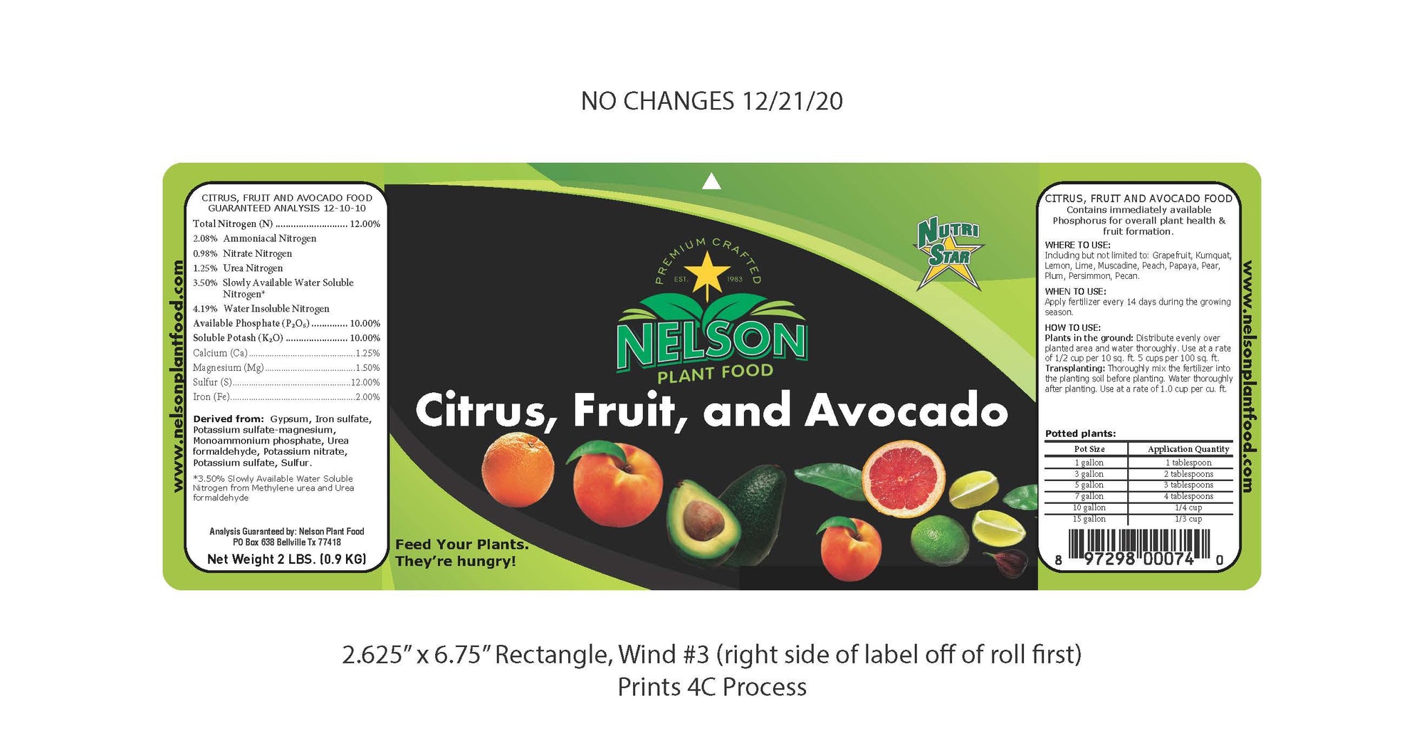 NutriStar Citrus, Fruit and Avocado Nelson Plant Food